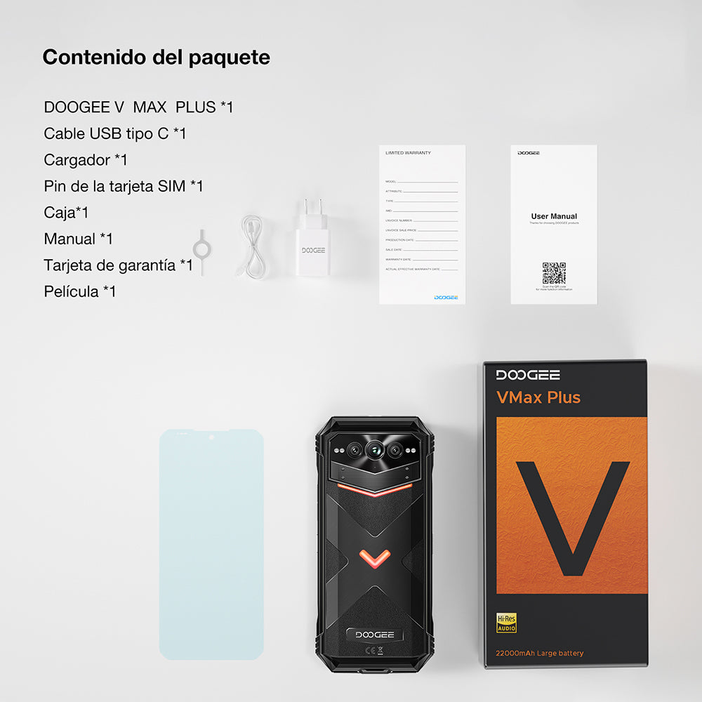 DOOGEE VMAX Plus Movil Irrompible 22000mAh Android 14 Movil Resistente 5G